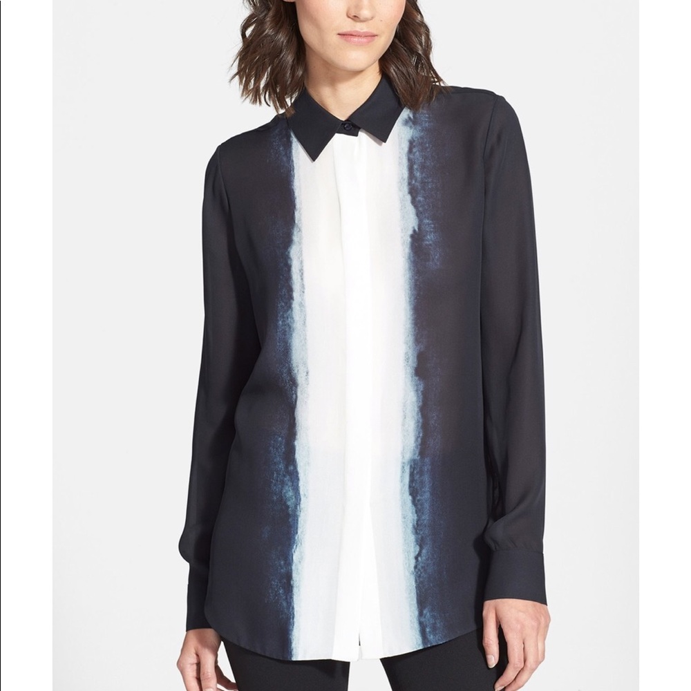 Vince ombre vertical dip-dye silk blouse